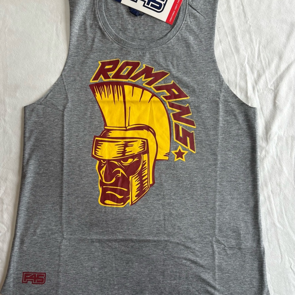 F45 Romans Men’s Mid Marble.Grey and Yellow Romans Tank Top